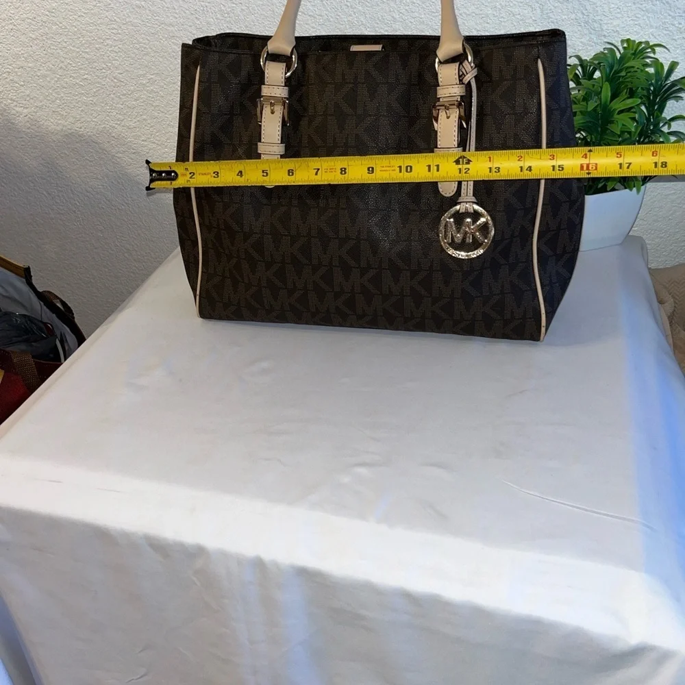 Michael Kors Dark Brown and Tan Logo Tote